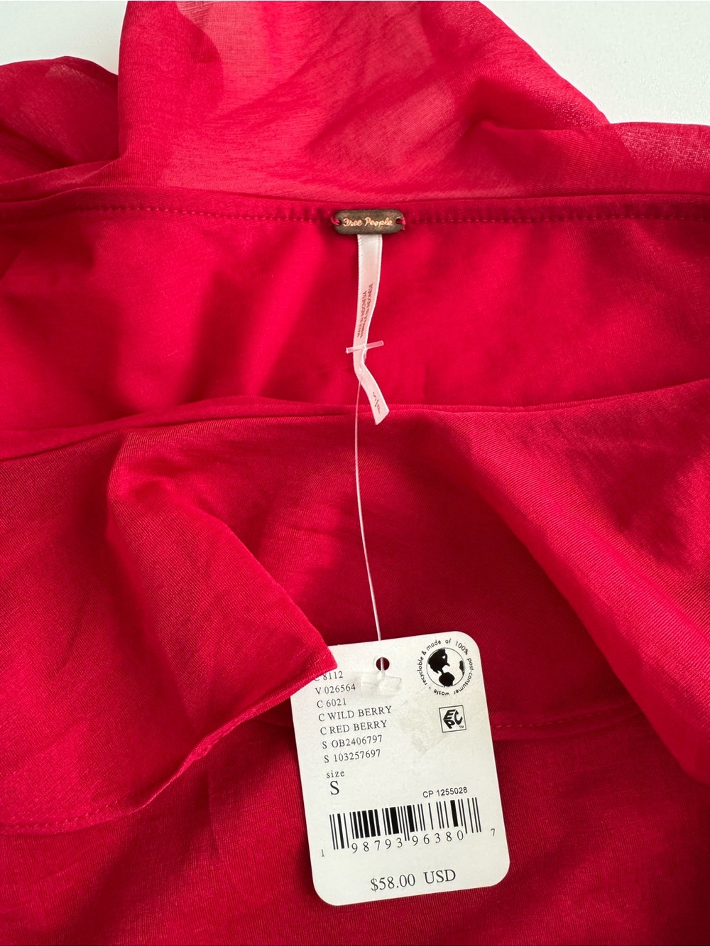 Free People One-Shoulder Ruffle Crop Top - Red - Picture 5 of 7